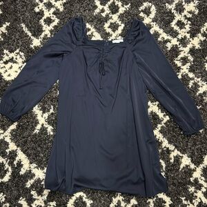 And Now This navy lace up dress